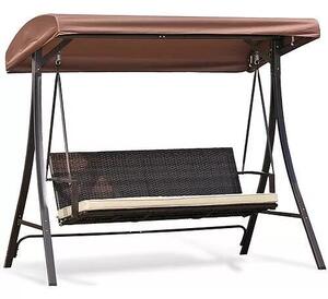 HURGHADA 3 személyes rattan hintaágy - barna - 201x122x182 cm