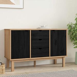 VidaXL Széf OTTA Fekete 113,5 x 43 x 73 cm Tömör Fenyőfa