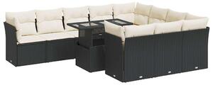 VidaXL Polyrattan Kerti Ülőgarnitúra - 11 részes - Fekete