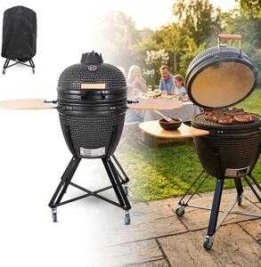 Kerámia kamado grill inSPORTline Pyrexo 21", kerámia belső héj, tartós hőteljesítmény, beépített hőmérő, hatékony szén-fogyasztás