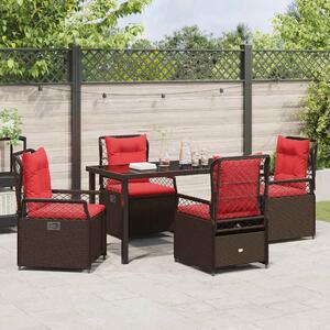 VidaXL Kert étkező szett 5 pcs Barna polirattan