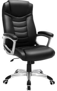 SONGMICS Ergonomikus irodai szék, állítható magasság, műbőr, max. 150 kg, 53x54x115 cm, fekete