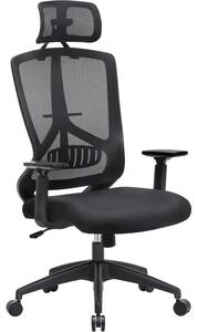 SONGMICS ergonomikus irodai szék fejtámlával és deréktámaszokkal, állítható, billenő mechanizmussal, maximális terhelhetőség 120 kg, 70x70x133 cm, fekete