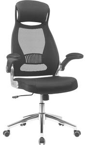 SONGMICS Ergonomikus irodai szék állítható támlával és lehajtható karfával, hálós háttámla, max. 120 kg, 68x116-126 cm, fekete