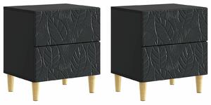 VidaXL Éjjeli asztal 2 pcs Fekete 43 x 34,5 x 48 cm Szerelt Fa