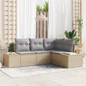 VidaXL Kerti Kanapé Szett 4 pcs Bézs Poli rattan