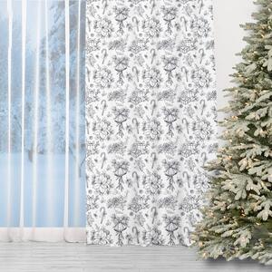 Fehér karácsonyi sötétítő függöny fekete mintával 150 x 240 cm