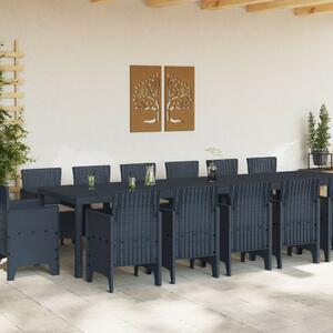 VidaXL 13 részes Kerti Étkezőgarnitúra - Fehér Polyrattan, 12 Székkel