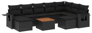 VidaXL Polyrattan Kerti Ülőgarnitúra - Fekete - 10 részes