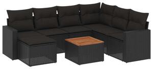 Polyrattan Kerti Ülőgarnitúra - 8 részes - Fekete