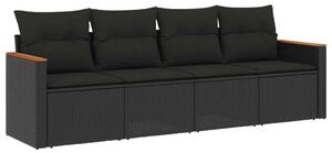 VidaXL 4 részes Polyrattan Kerti Ülőgarnitúra - Fekete