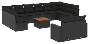 VidaXL Polyrattan Kerti Ülőgarnitúra - 13 részes - Fekete