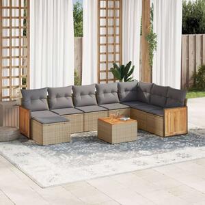 VidaXL Polyrattan Kerti Ülőgarnitúra - 9 részes - Bézs