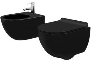 WC csésze készlet Rea Carlo Mini Black Mat + Bidet Carlo Black