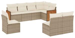 Polyrattan Kerti Ülőgarnitúra - 8 részes - Bézs