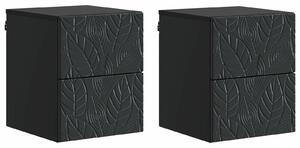 VidaXL Fali éjjeli szekrény 2 pcs Fekete 34,5 x 33 x 40 cm Szerelt Fa