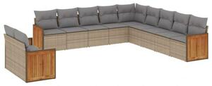 VidaXL Polyrattan Kerti Ülőgarnitúra - 11 részes - Bézs