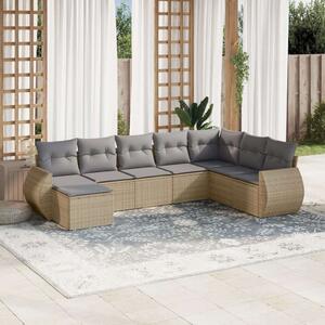 Polyrattan Kerti Ülőgarnitúra - 8 részes - Bézs
