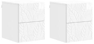 VidaXL Fali éjjeli szekrény 2 pcs Magasfényű Fehér 34,5 x 33 x 40 cm
