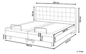 Bézs kárpitozott állítható ágy 180 x 200 cm DUKE