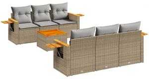 VidaXL Polyrattan Kerti Ülőgarnitúra - 7 részes - Bézs