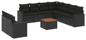 VidaXL Polyrattan Kerti Ülőgarnitúra - 10 részes - Fekete