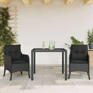 VidaXL Kerti Étkezőgarnitúra - 3 részes - Fekete Polyrattan