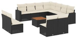VidaXL Polyrattan Kerti Ülőgarnitúra - 12 részes - Fekete