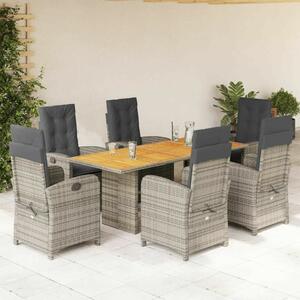 VidaXL Kerti Étkezőgarnitúra - 7 részes - Szürke Polyrattan