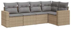5 Részes Polyrattan Kerti Ülőgarnitúra - Bézs