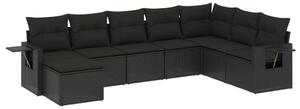 Polyrattan Kerti Ülőgarnitúra - 8 részes - Fekete