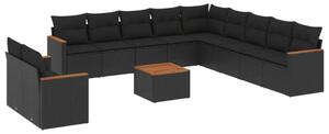 VidaXL Polyrattan Kerti Ülőgarnitúra - 12 részes - Fekete