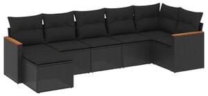 VidaXL Polyrattan Kerti Ülőgarnitúra - 7 részes - Fekete