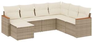 VidaXL Polyrattan Kerti Ülőgarnitúra - 7 részes - Bézs