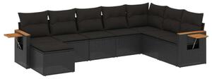 VidaXL Polyrattan Kerti Ülőgarnitúra - 8 részes - Fekete