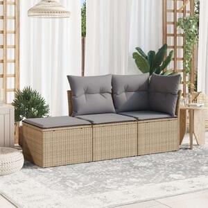 3 részes Polyrattan Kerti Ülőgarnitúra - Bézs