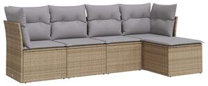 VidaXL Polyrattan Kerti Ülőgarnitúra - 5 részes - Bézs