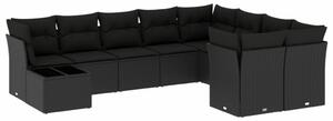VidaXL Polyrattan Kerti Ülőgarnitúra - 10 részes - Fekete