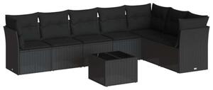 VidaXL Polyrattan Kerti Ülőgarnitúra - 8 részes - Fekete