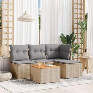 VidaXL - Polyrattan Kerti Ülőgarnitúra - 5 részes - Bézs
