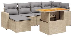 VidaXL Polyrattan Kerti Ülőgarnitúra - 7 részes - Bézs