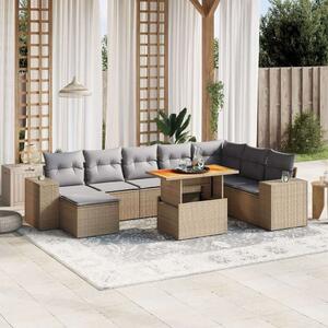 VidaXL Polyrattan Kerti Ülőgarnitúra - 9 részes - Bézs