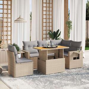 VidaXL Polyrattan Kerti Ülőgarnitúra - 6 részes - Bézs