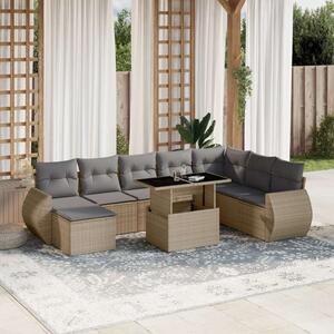 VidaXL Polyrattan Kerti Ülőgarnitúra - 9 részes - Bézs