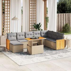 VidaXL Polyrattan Kerti Ülőgarnitúra - 9 részes - Bézs