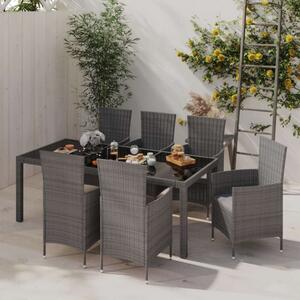 Polyrattan Kültéri Étkezőgarnitúra - 7 részes - Szürke