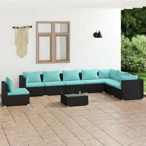 VidaXL Kerti Ülőgarnitúra - 9 részes - Fekete Polyrattan