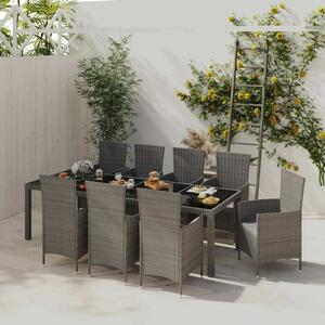 Polyrattan Kültéri Étkezőgarnitúra - 9 részes - Szürke