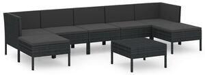 VidaXL Polyrattan Kerti Ülőgarnitúra - 8 részes - Fekete