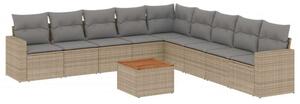 VidaXL Polyrattan Kerti Ülőgarnitúra - 10 részes - Bézs